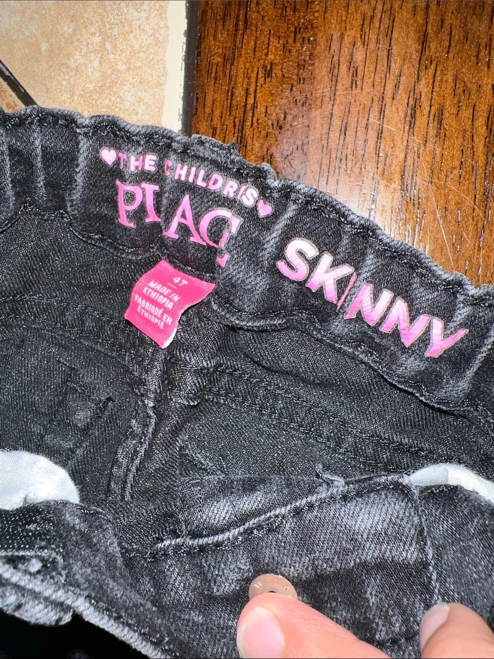 The Children's Place Girls' Black Skinny Jeans with Pink Waistband Detail